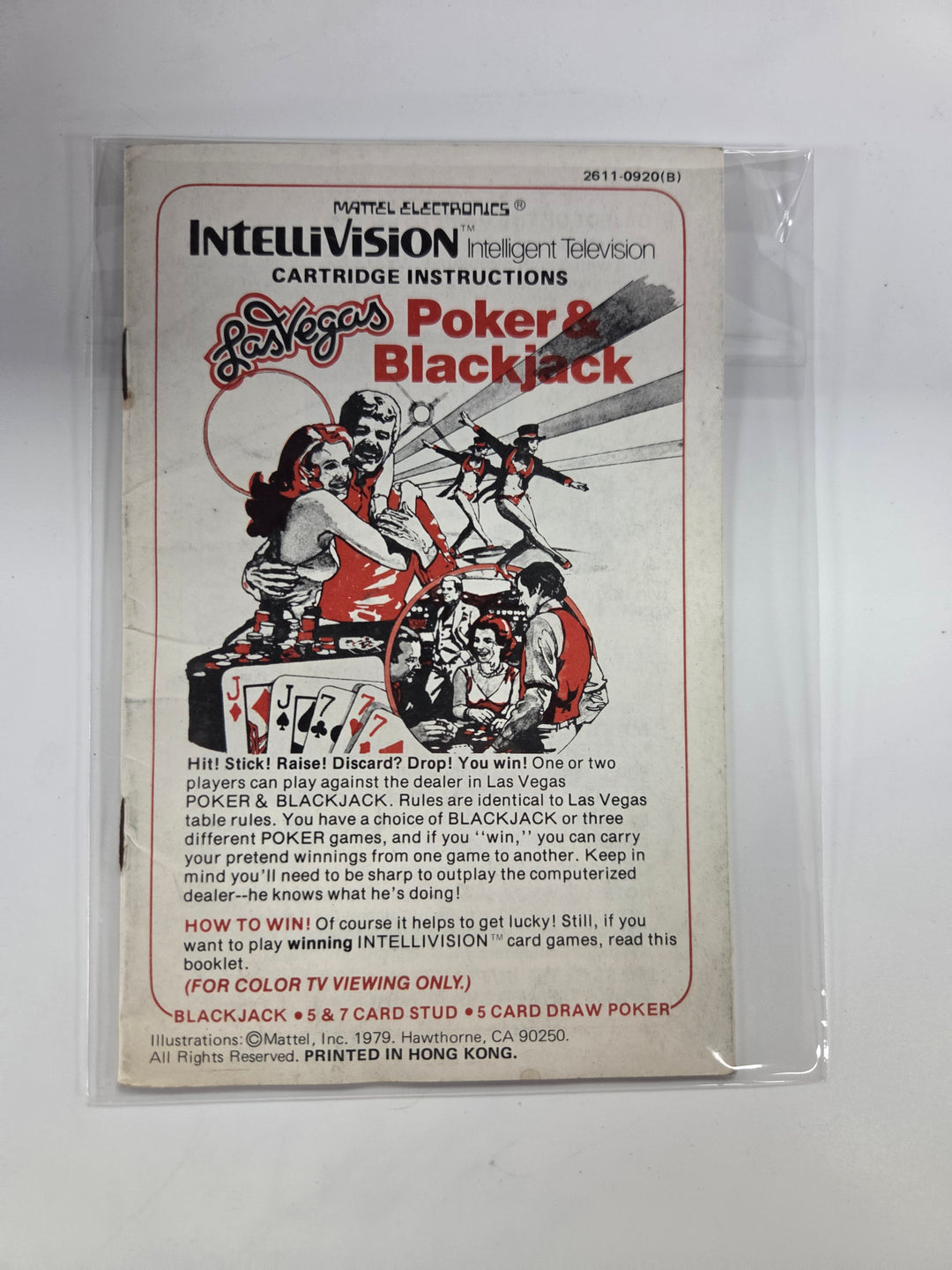 Las Vegas Poker & Blackjack Intellivision Manual Only MO63026