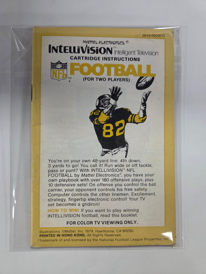 NFL Football Intellivision Manual Only MO63026