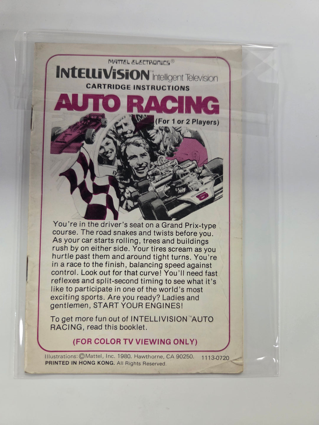 Auto Racing Intellivision Manual Only MO63026