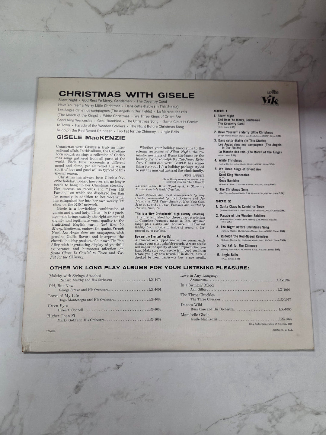 Gisele MacKenzie – Christmas With Gisele (1957 Pressing) G VR72126
