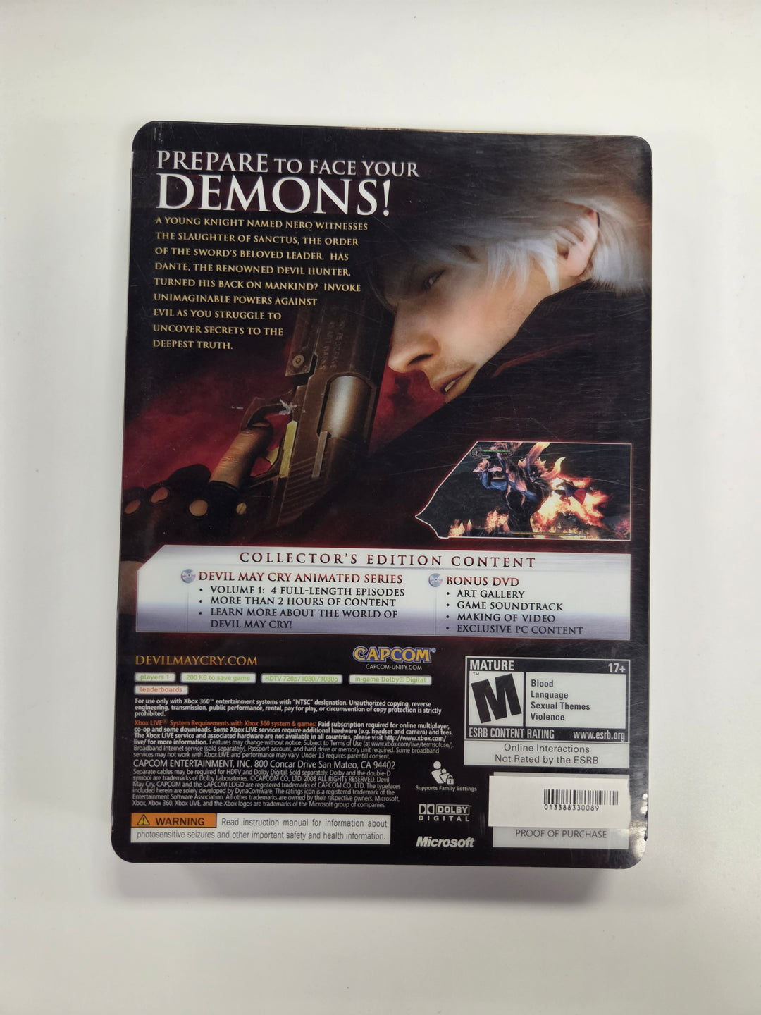 Devil May Cry 4 (Collector's Edition) Xbox 360 CASE & MANUAL ONLY CO72326