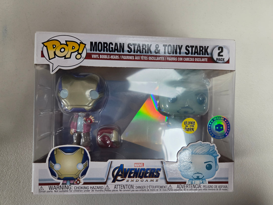 Funko Pop! Morgan Stark & Tony Stark 2-Pack, Avengers: Endgame. Pop In A Box Exclusive. GITD FP72526
