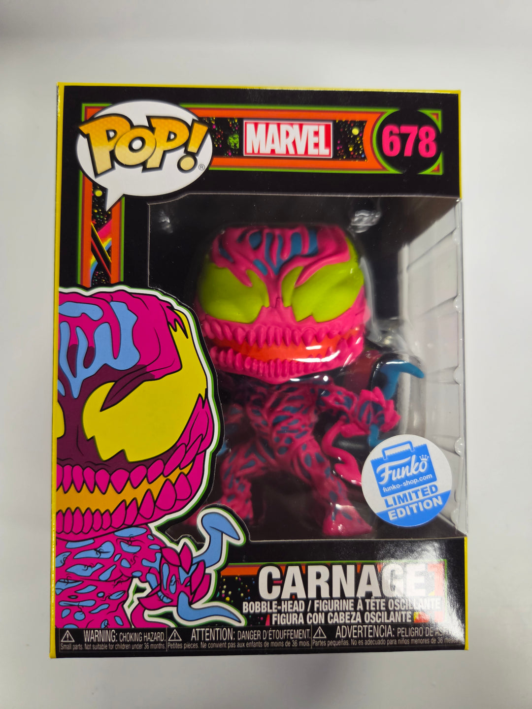 Funko Pop! Carnage [Blacklight GITD] #678, Marvel Black-Light FP73026