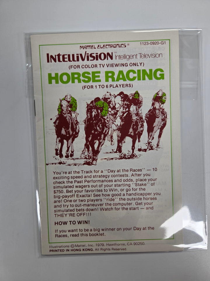 Horse Racing Intellivision MANUAL ONLY MO8626