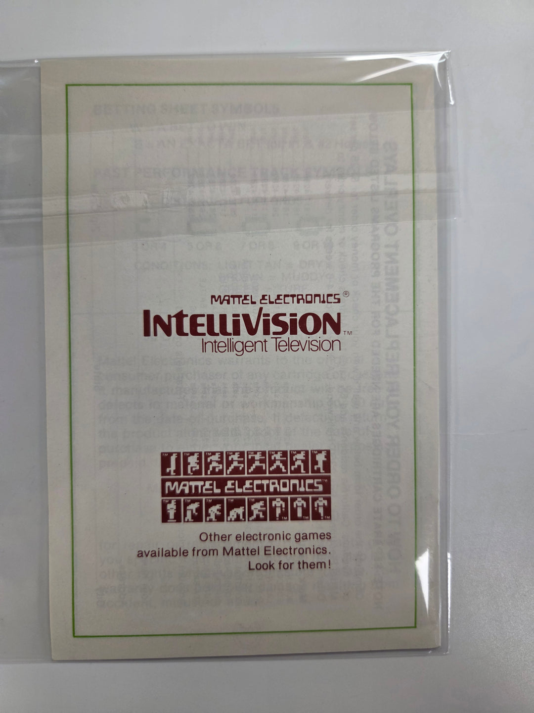 Horse Racing Intellivision MANUAL ONLY MO8626