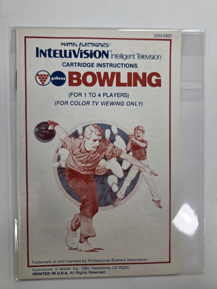 Bowling Intellivision MANUAL ONLY MO8626