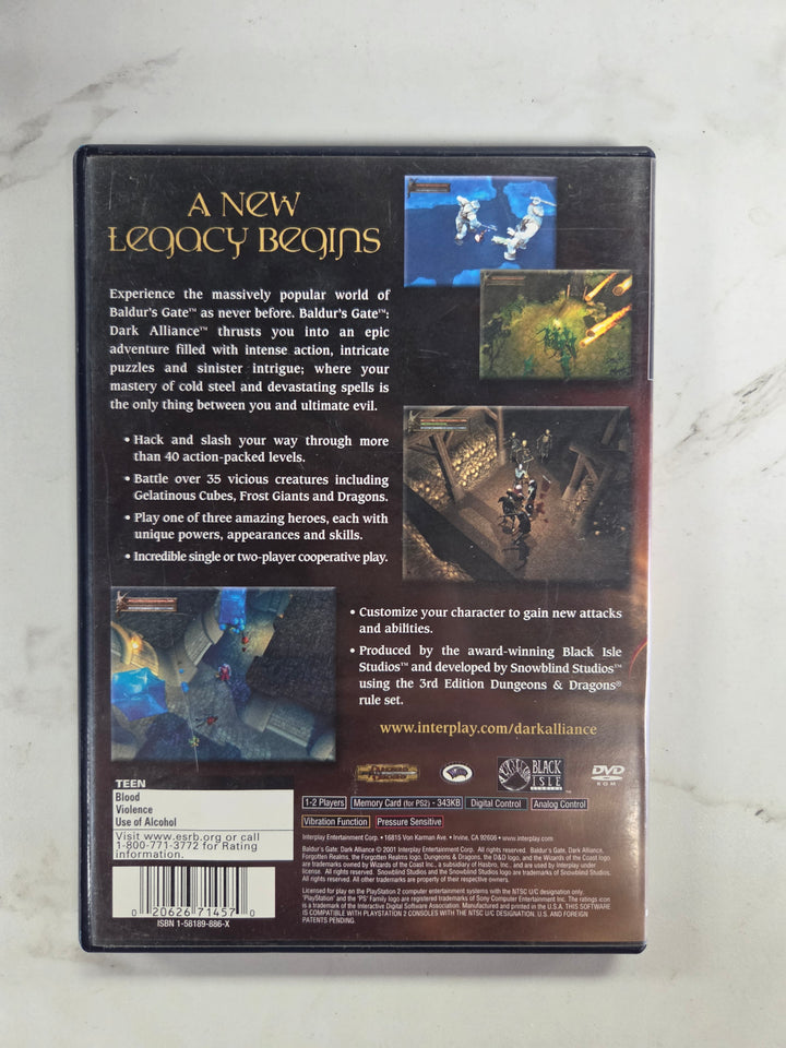 Baldur's Gate: Dark Alliance - PS2 CASE & MANUAL ONLY CO82626
