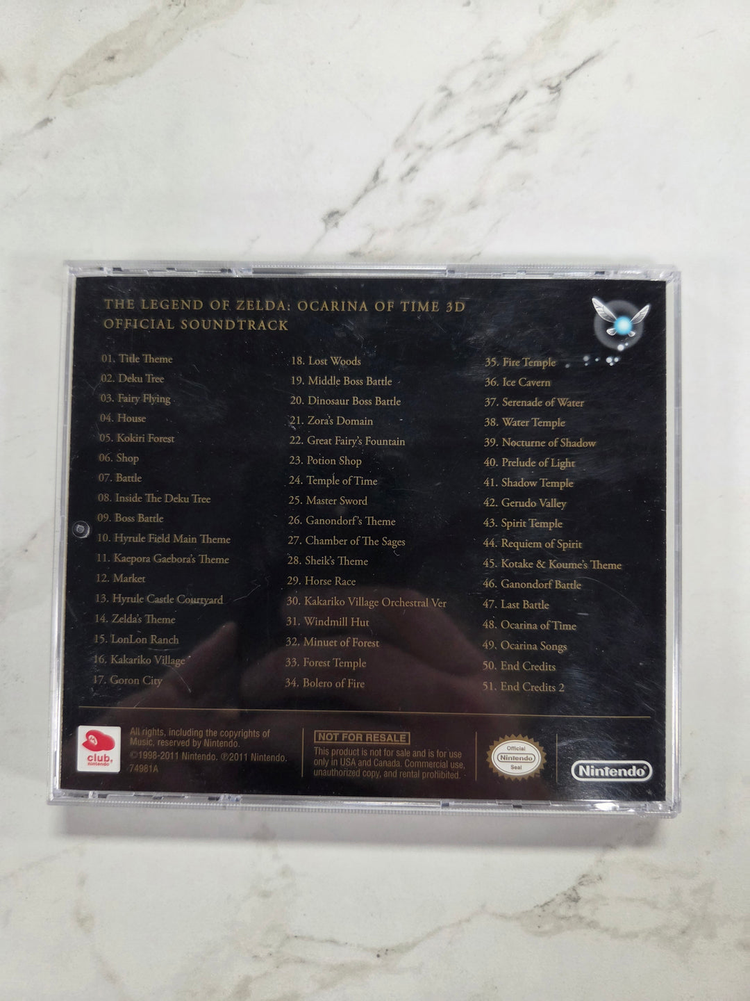 Legend of Zelda: Ocarina of Time 3D Official Soundtrack CD (Club Nintendo, 2011) - PM9126