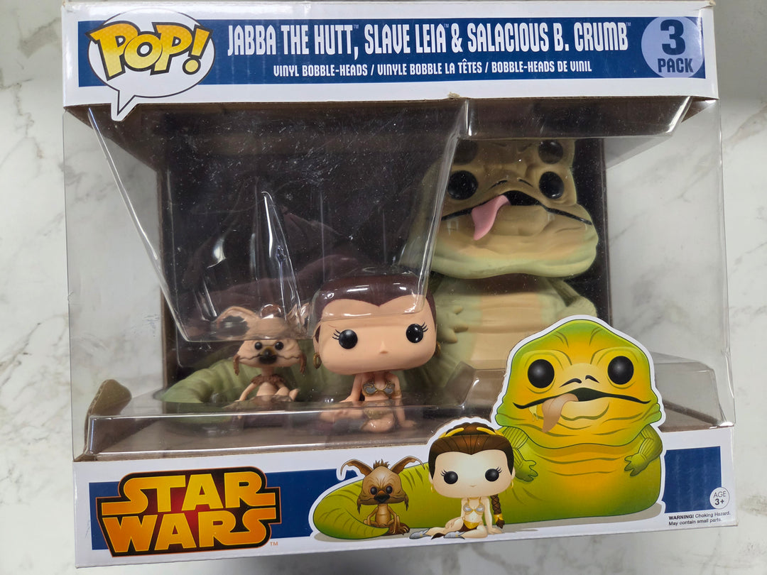 Funko Pop! Jabba The Hutt, Slave Leia, & Salacious B. Crumb, Star Wars (Poor Box Condition) FP101526