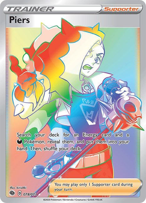 Pokemon Champion's Path 078/073 - Piers (Rainbow) - Secret Rare Full Art (LP)