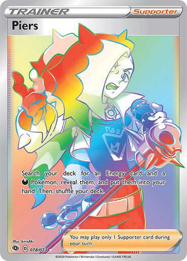 Pokemon Champion's Path 078/073 - Piers (Rainbow) - Secret Rare Full Art (LP)