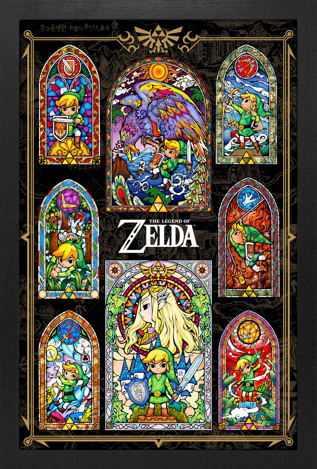 Zelda Stained Glass Collage Framed Art Print