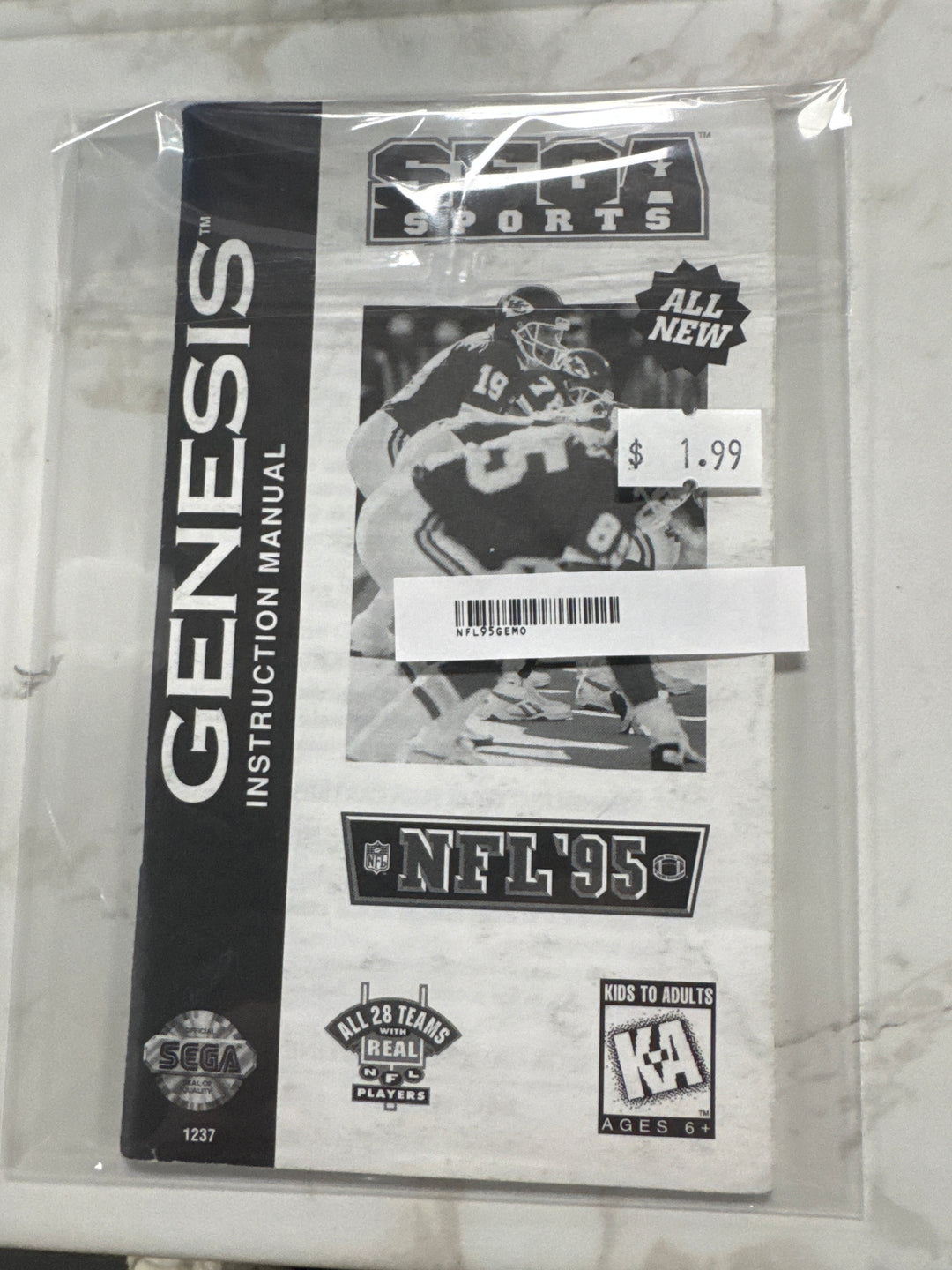Sega Sports NFL 95 Sega Genesis Manual Only MO6826