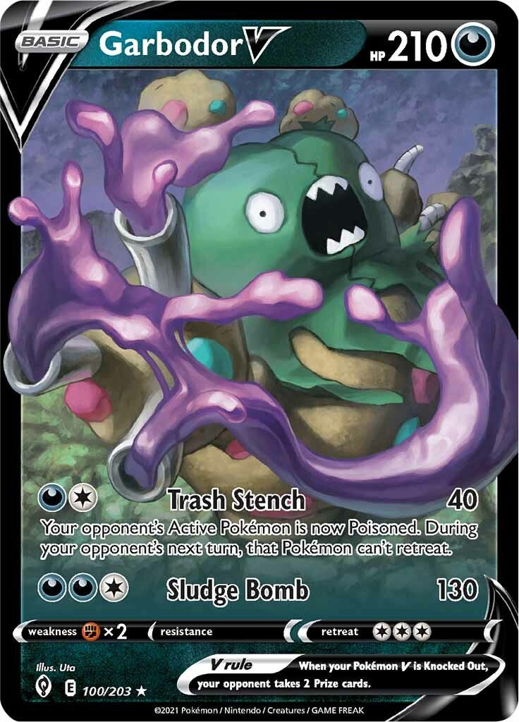 Pokemon Evolving Skies 100/203 - Garbodor V - Full Art (LP)