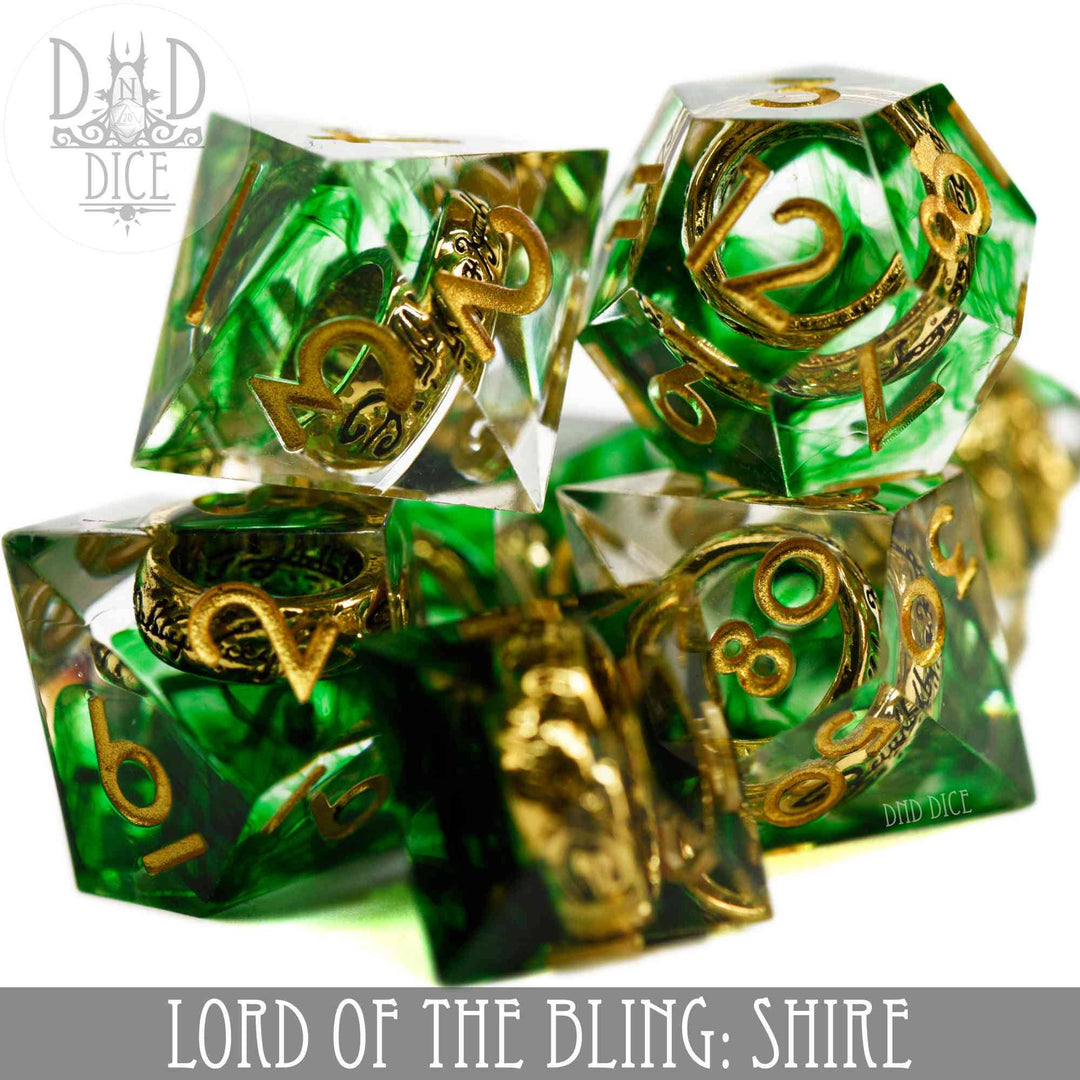 King of Crits Lord of the Bling: Shire - (Handmade) Dice Set NE4226