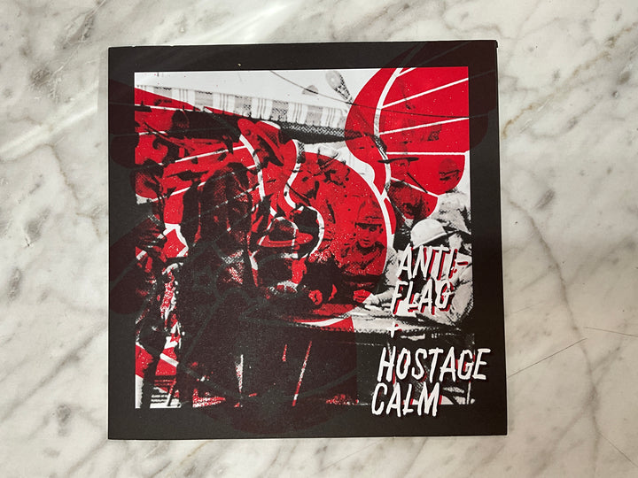 Anti-Flag + Hostage Calm - Branded Rebellion + Olly Olly Oxen Free (Single Sided, Etched, Red & White w/ Blue Splatter) Very Good VR102626