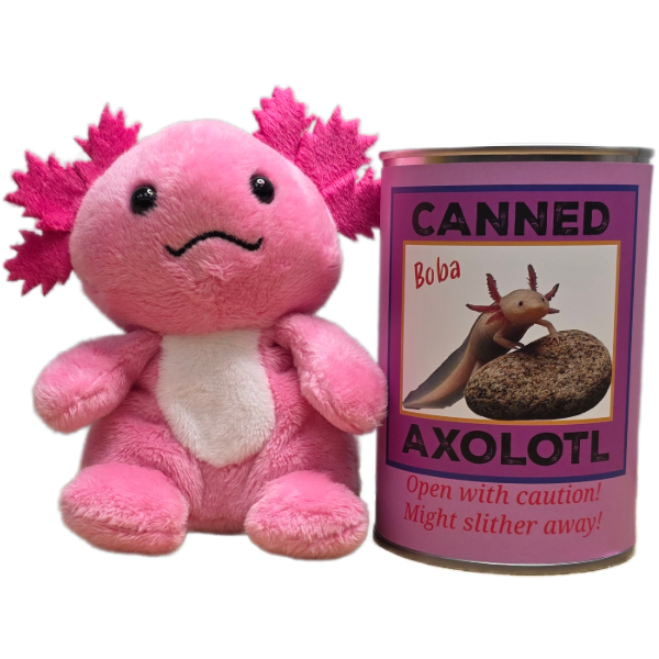 Canned Axolotl | Stuffed Animal Plush w/Jokes | Unique Gift NE32026