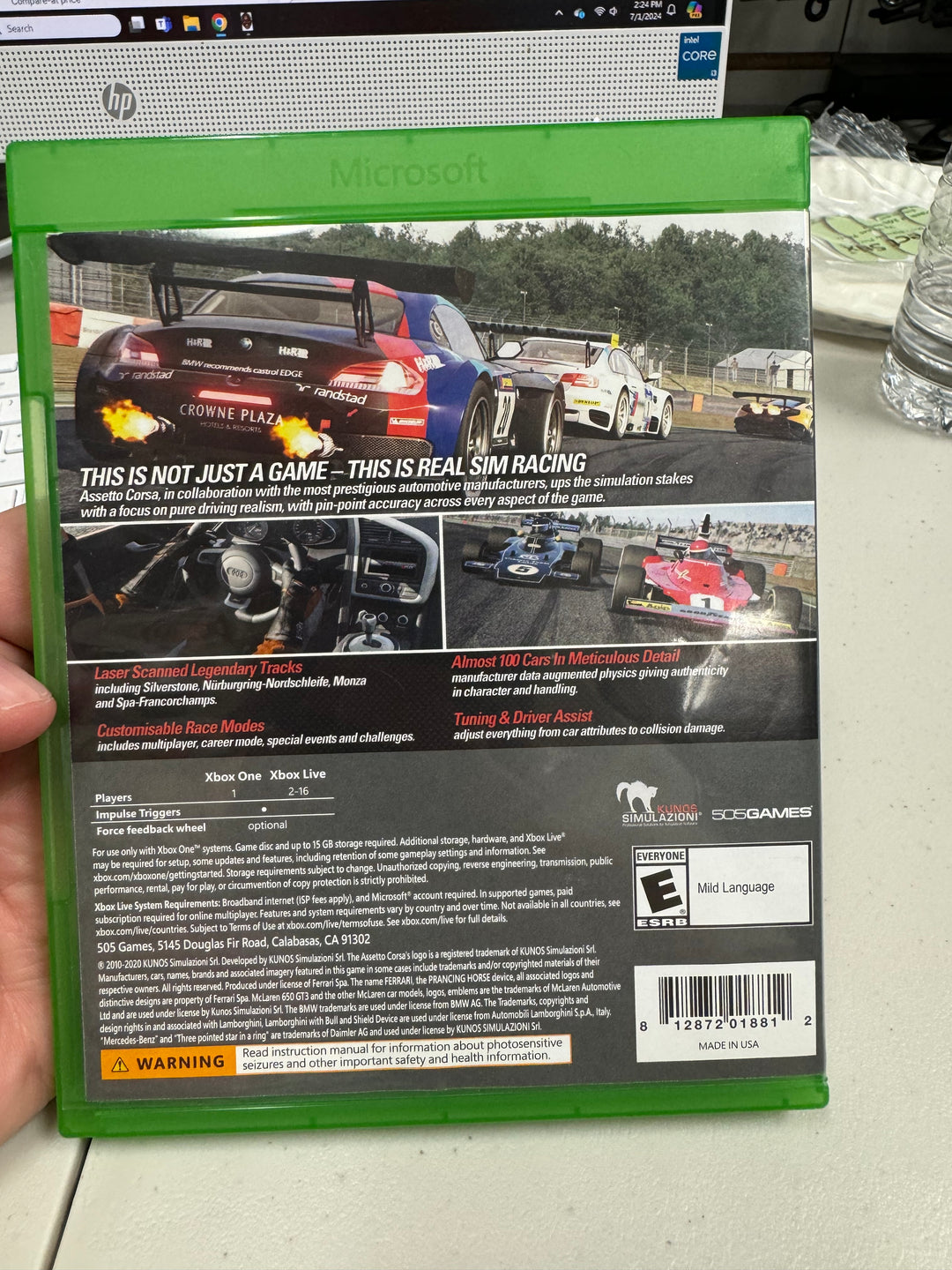 NO GAME (Case and INSERT ONLY) Assetto Corsa Xbox One m7124