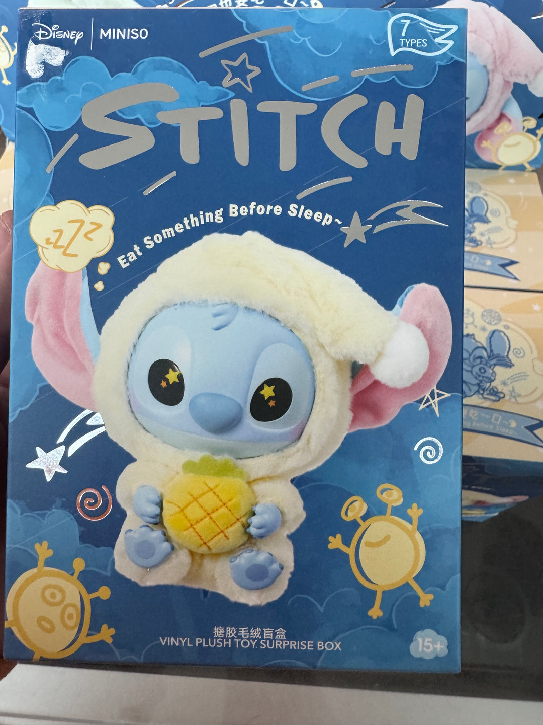 MINISO - Disney Stitch Eat Something Before Sleep Vinyl Plush Blind Box AUTHENTIC
