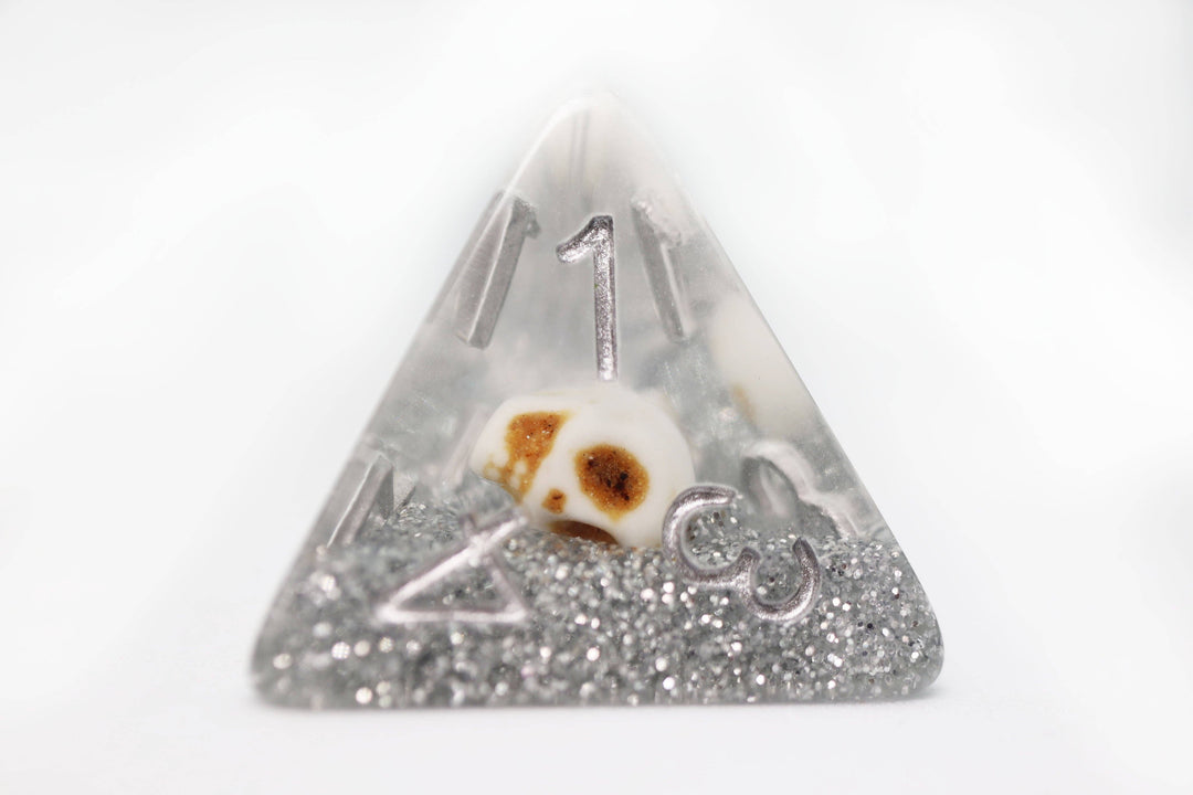 Skull and Silver Glitter RPG Dice Set - NE043026