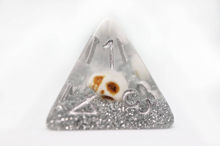 Skull and Silver Glitter RPG Dice Set - NE043026