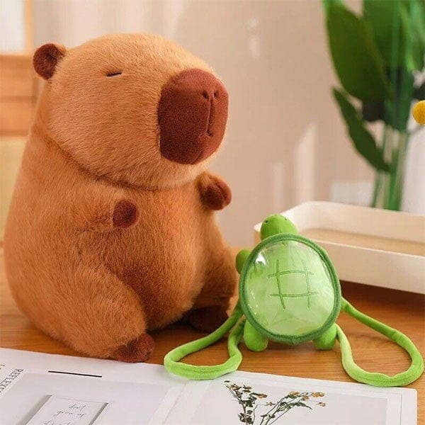 Capybara 9" Kawaii Plush w/ Turtle Backpack Squishy Pillow Toy (1) NE32026