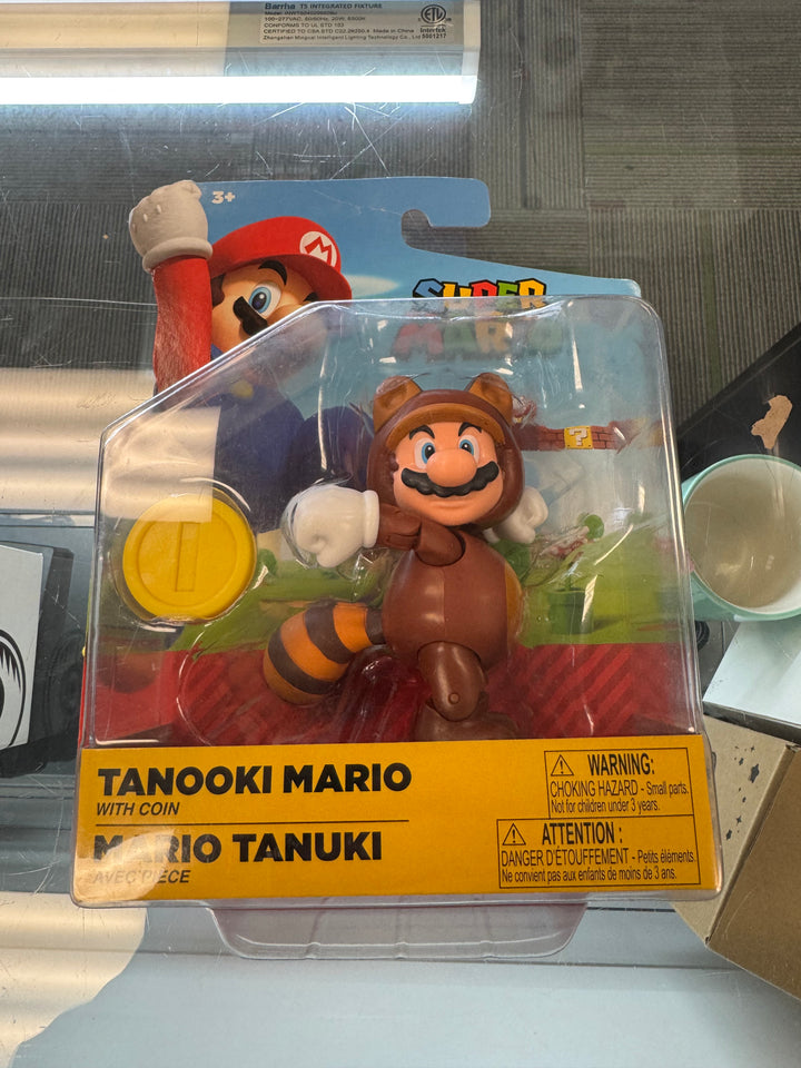 New - TANOOKI MARIO with COIN - 4" Action Figure SUPER MARIO - Jakks 2019 36251