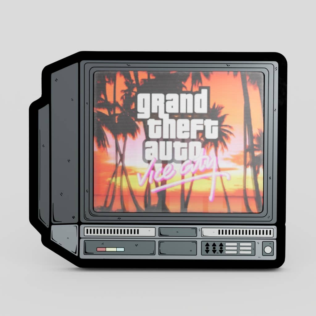 2.5" Lenticular GTA IV Vice City CRTV Enamel Pin - NE32726