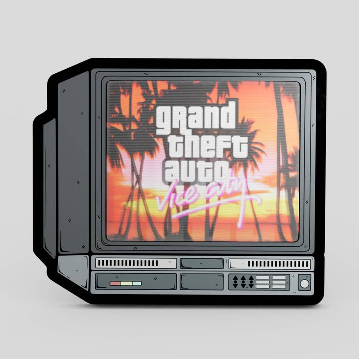 2.5" Lenticular GTA IV Vice City CRTV Enamel Pin - NE32726