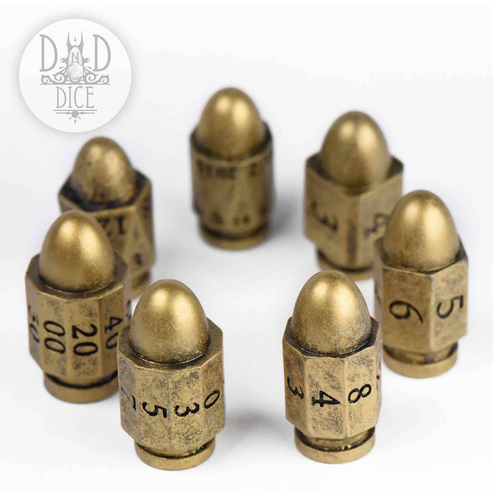 King of Crits Top Brass Bullet Dice Set NE4226