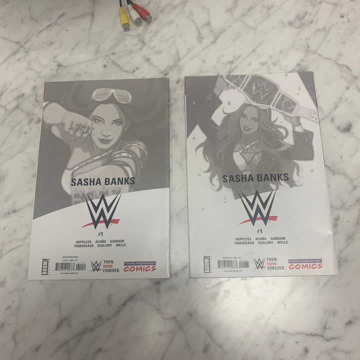 2 WWE Sasha Banks Autographed Comic Books  Boom Comics #1 WWF
