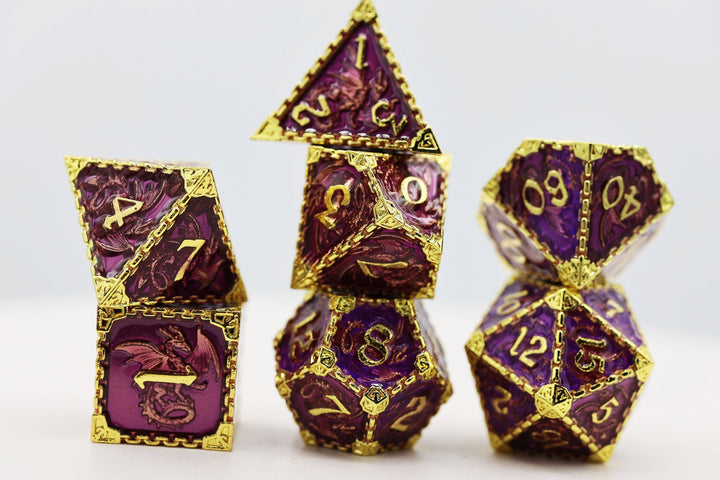 Chained Dragon: Royal with Gold Metal RPG Dice Set - NE043026