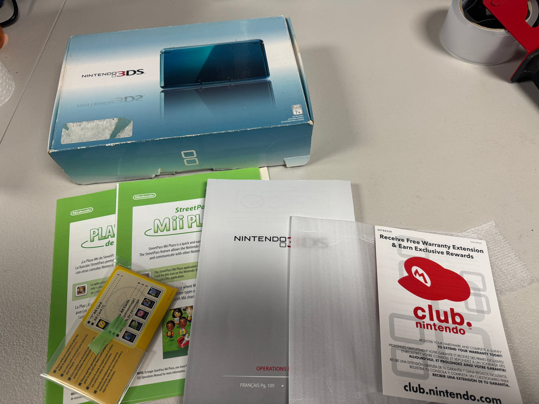 Nintendo 3DS Aqua Blue Box and Inserts, AR Cards, Only No Console CO7326