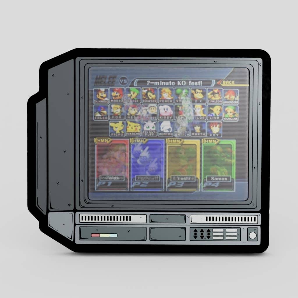 2.5" Lenticular Smash Bros Melee CRTV Enamel Pin - NE32726