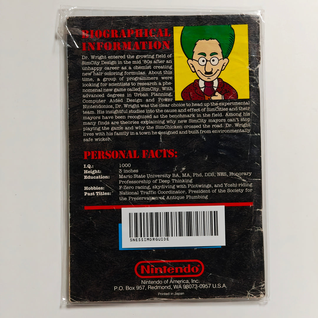 SimCity Dr. Wrights Urban Planning Guide - SNES Super Nintendo Manual ONLY MO62726