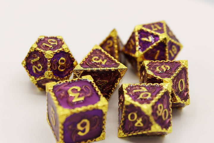 Chained Dragon: Royal with Gold Metal RPG Dice Set - NE043026