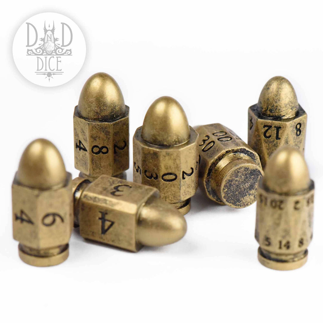 King of Crits Top Brass Bullet Dice Set NE4226
