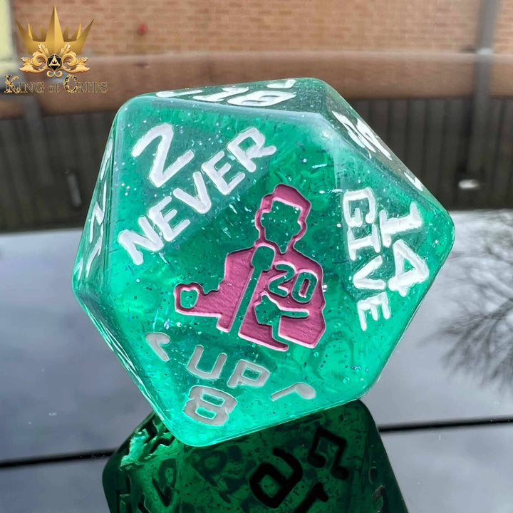 King of Crits Rick Rolled - 34mm D20 Dice NE4226