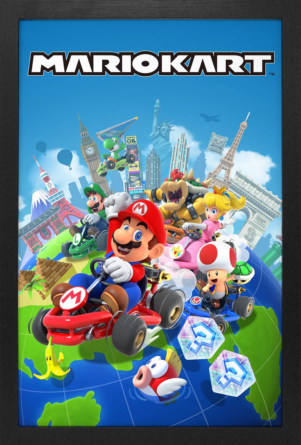 Mario Kart Globe Framed Art Print