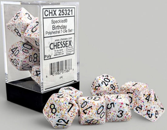 CHX25374: 7-Die Set Speckled Dice: Birthday NA103026