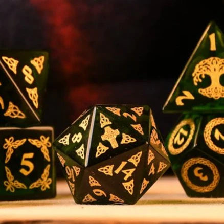Celtic Green Glass Dice Set - Dice Around the World Collection - Misty Mountain Gaming MM51926