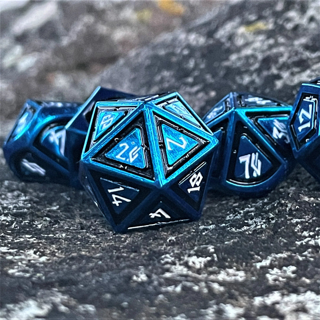 Cleric's Domain Black And Blue Metal Dice Set - Misty Mountain Gaming MM51926
