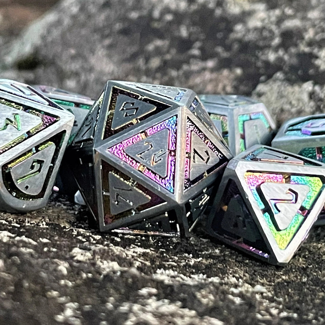 Cleric's Domain Silver Iridescent Metal Dice Set - Misty Mountain Gaming MM51926