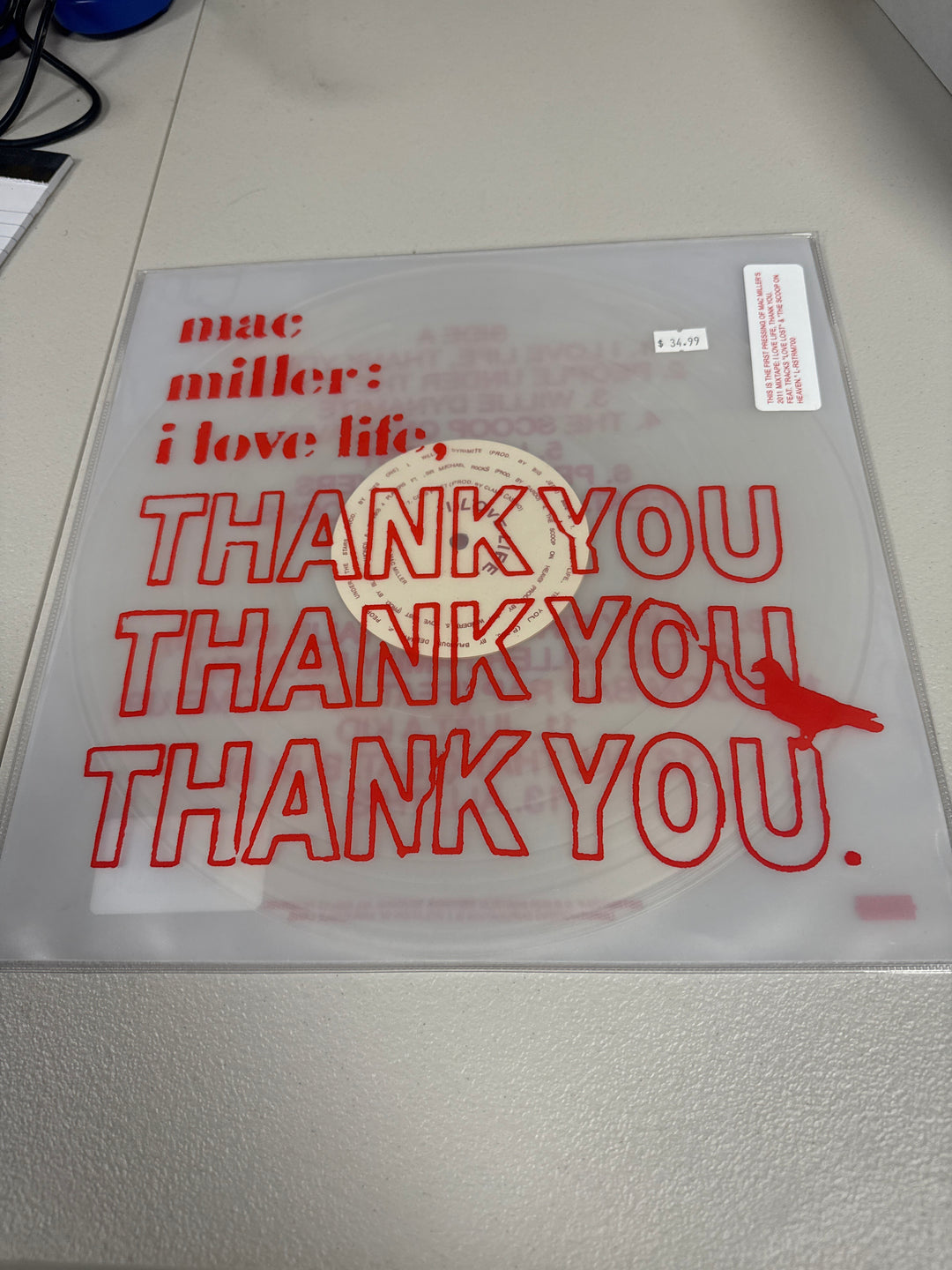 Mac Miller - I Love Life, Thank You (Thank You Edition) [LP] (Glass Clear Vinyl,  2011 mixtape, packaged in a clear PVC jacket, limited) Vinyl Record New NVR51826