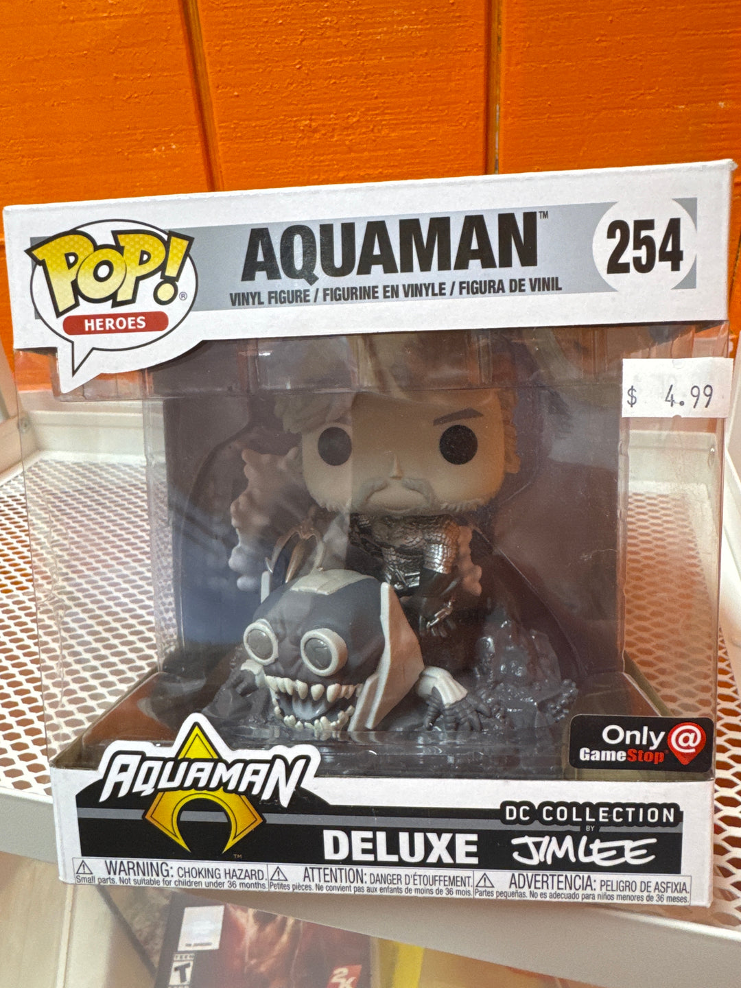 Funko Pop! Aquaman Deluxe #254 (Gamestop) DC Collection By Jim Lee FP41526