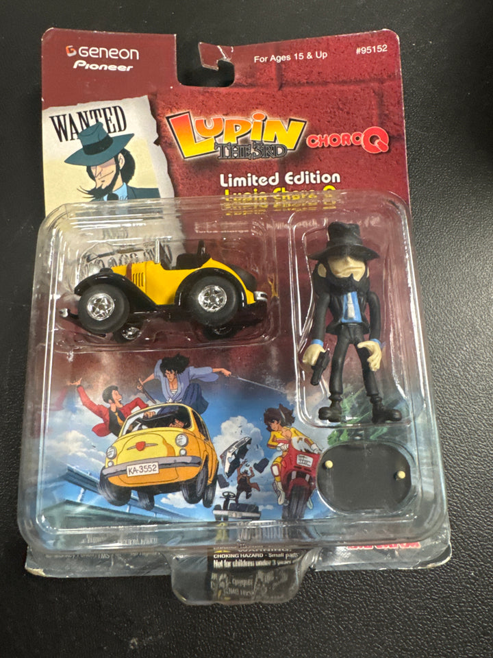 Lupin The 3rd Jigen Choro Q Takara 2004 Mini Figure & Yellow Car Toy Set Opened Box NT61626