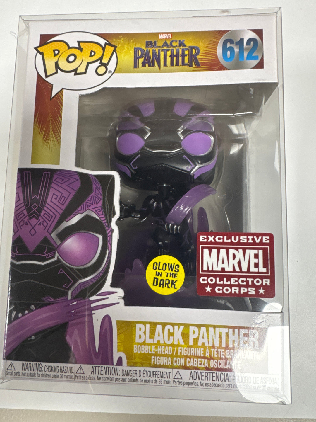 Funko Pop! Black Panther GITD Collector Corps #612 Marvel Black Panther FP73026