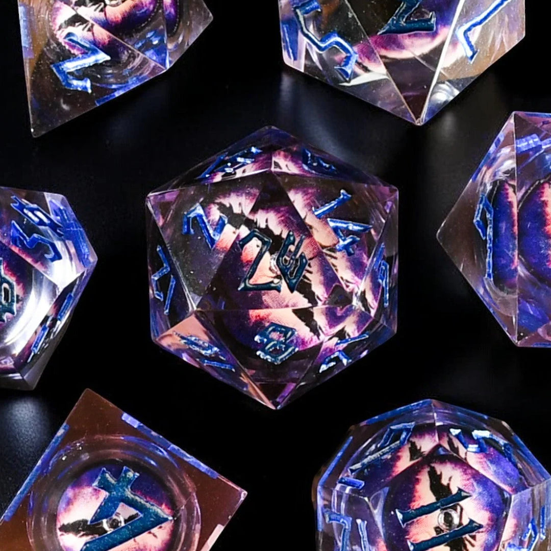 Enchanted Dragon (Purple) Liquid Core Dice Set - Misty Mountain Gaming MM51926