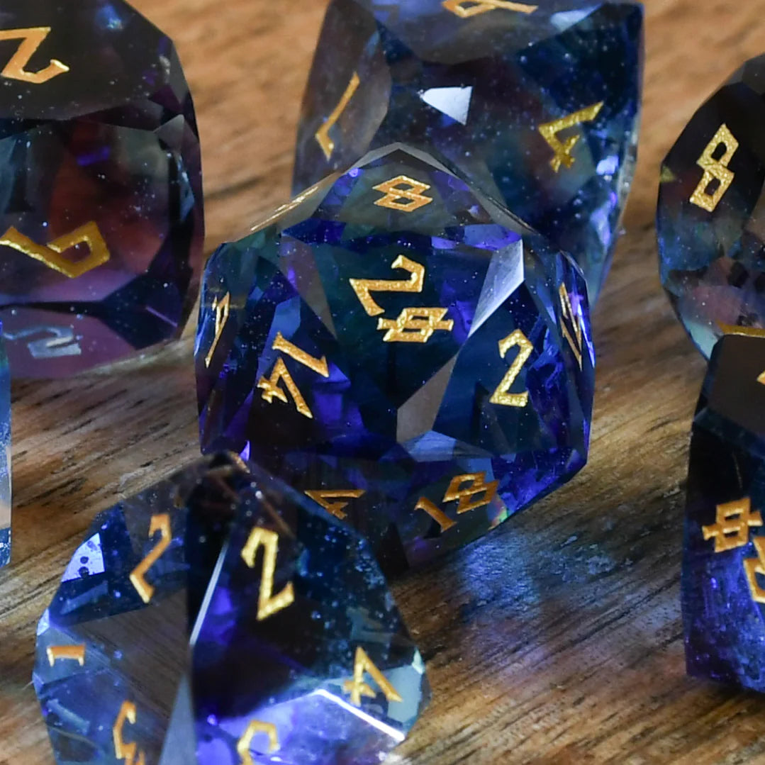 Enchanted Waters Multifaceted Glass Dice Set - Misty Mountain Gaming MM51926