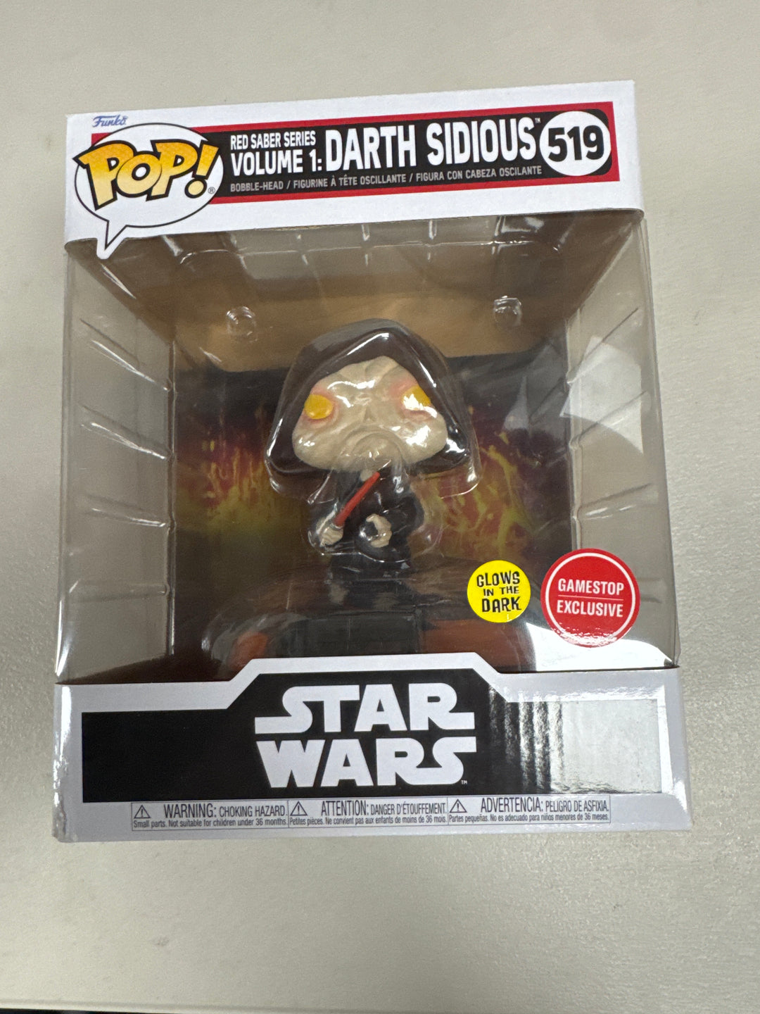 Funko Pop! Red Saber Series Volume 1: Darth Sidious #519 GITD Gamestop Star Wars FP9326